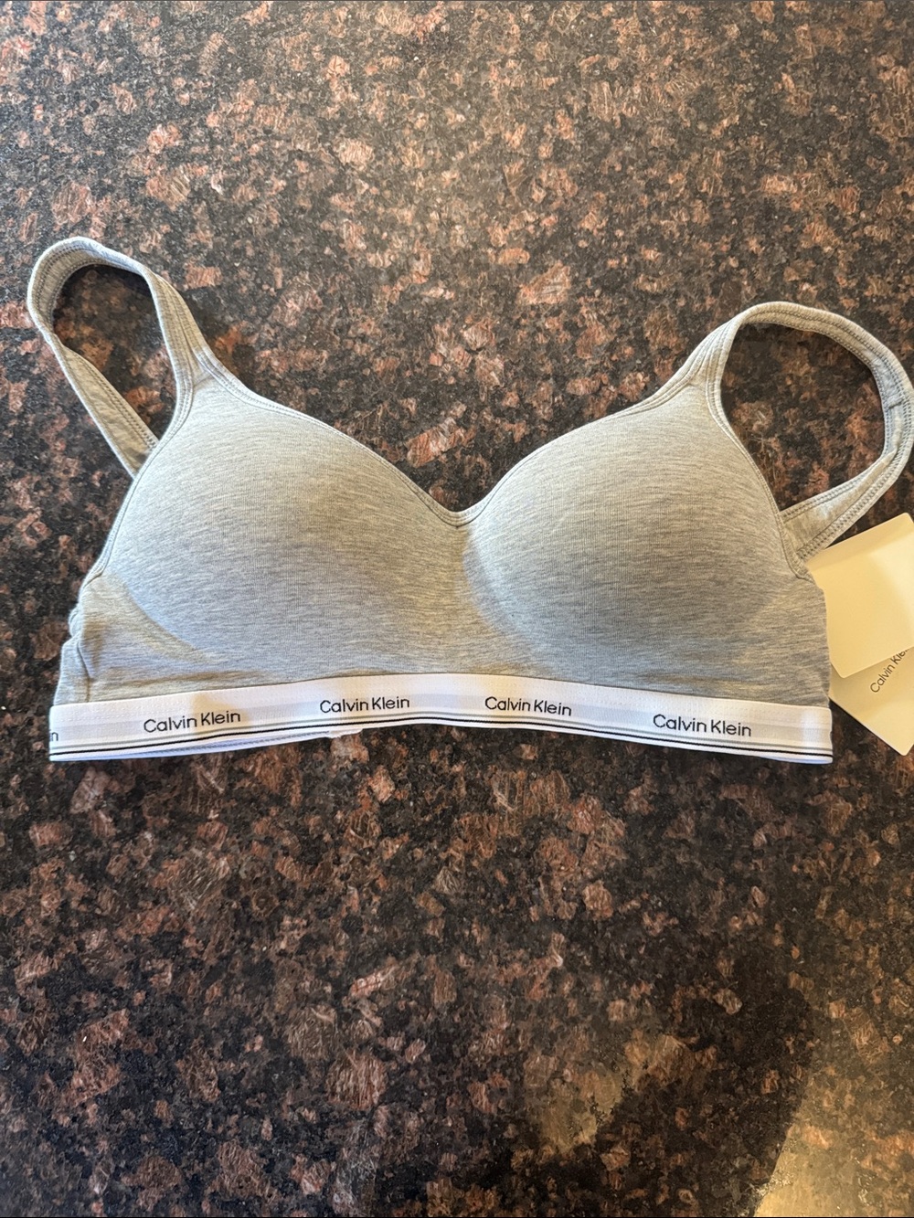 Calvin Klein Light Gray Bralette with White Logo Band